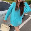 V-neck Twist Sweater Women In The Long Section of The Fall and Winter Loose Lazy Wind Gentle Pullover Knitted Tops