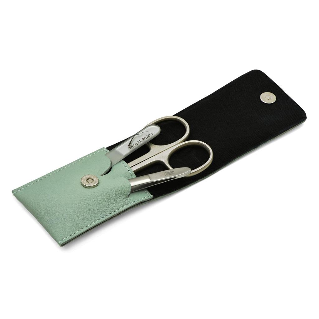 Giesen & Forsthoffs Timor 3-teiliges Maniküre-Set in mintgrünem Lederetui