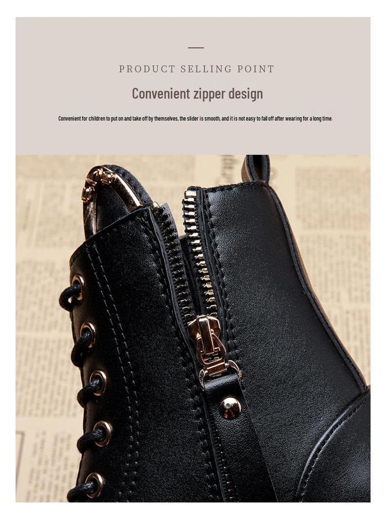 Winter 2025 Mädchen-Stiefeletten: Koreanischer & Britischer Stil High-Top Martin Stiefel mit Samtfutter