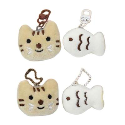 2pcs Little Cat Fish Couple Keychain Cartoon Phone Chain Plush Doll Toy Jewelry