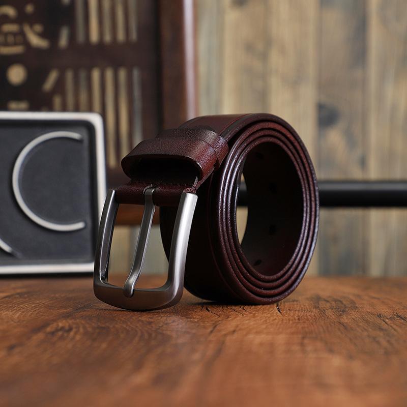 First Layer Cowhide Men'S Leather Belt Simple Casual Retro Style Youth Fashion Versatile Trendy Belt