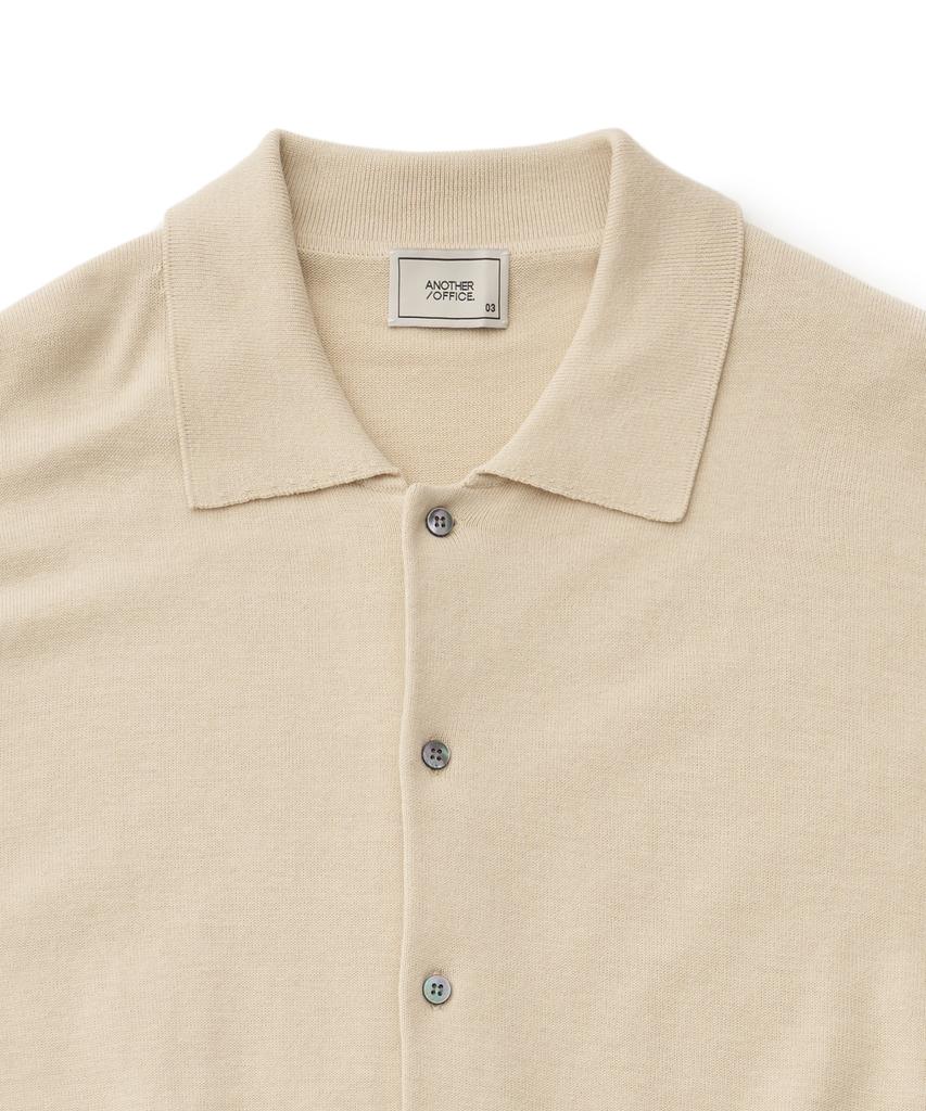 Another Office Scape Knit Polo Cardigan (Almond Milk)