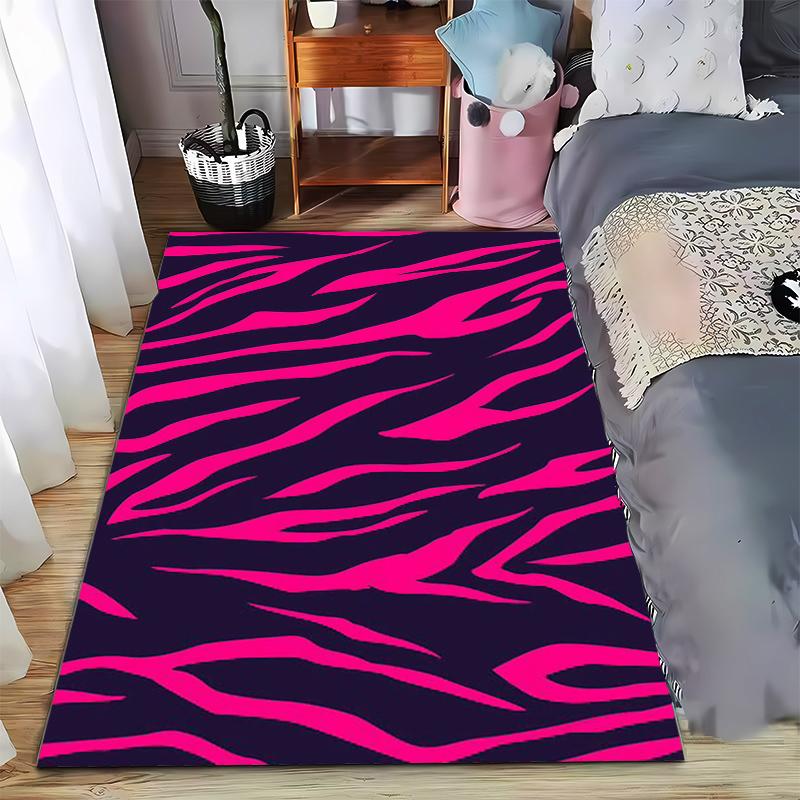 Pink and Black Zebra Print carpet Non-slip rug suitable for living room and bedroom sofas