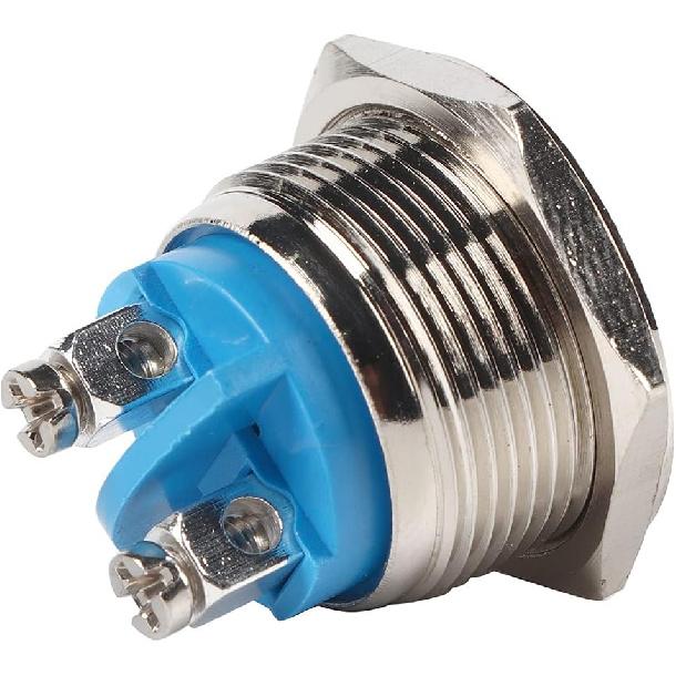 Majatou Push Button Switch, 19mm Waterproof Car Metal Shell Momentary Raised Top Push Button Switch, Car Metal Push Button Horn Momentary Switch 12V