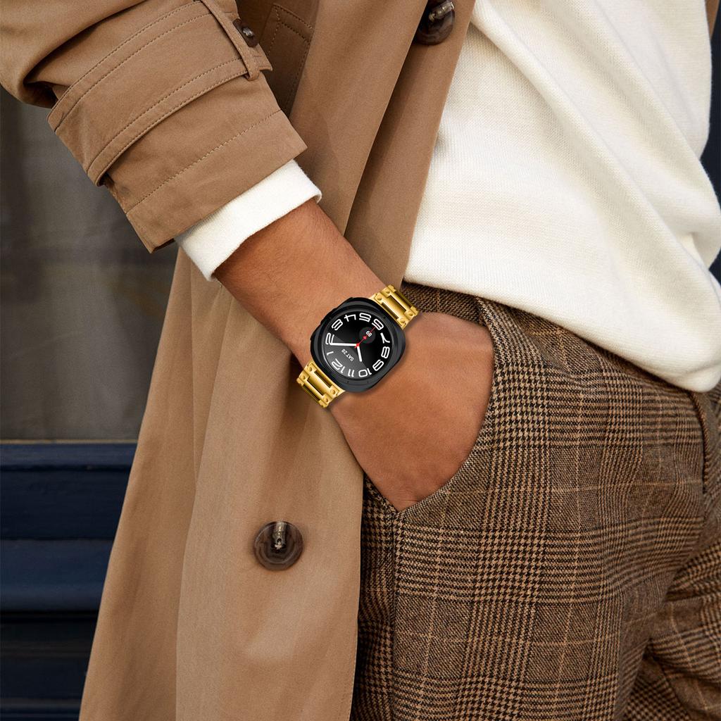 Für Samsung Galaxy Watch Ultra 47mm Edelstahl Uhrenarmband Schnallendesign Armband