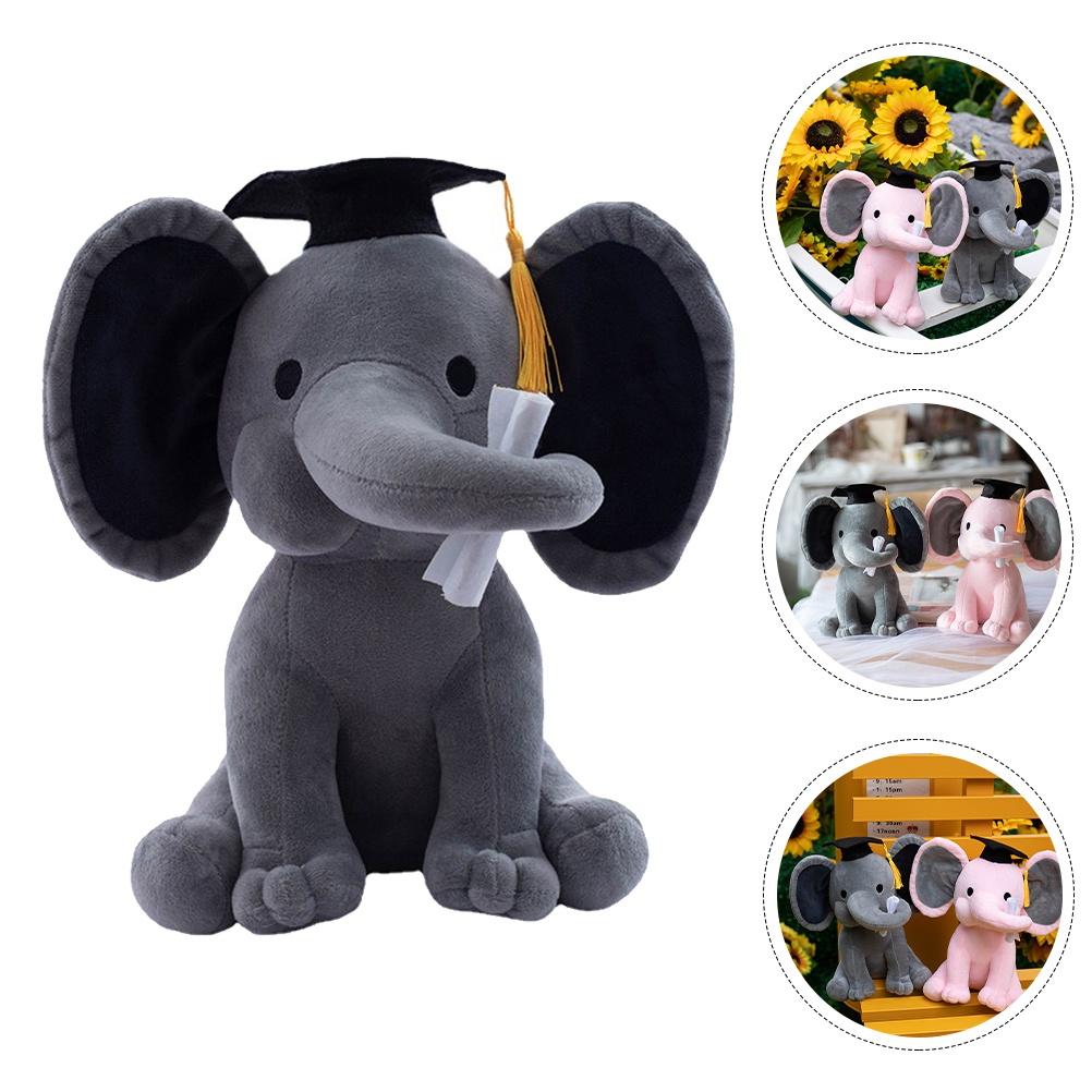 Cute Elephant Plush Toy With Graduation Hat Perfect Graduation Gift