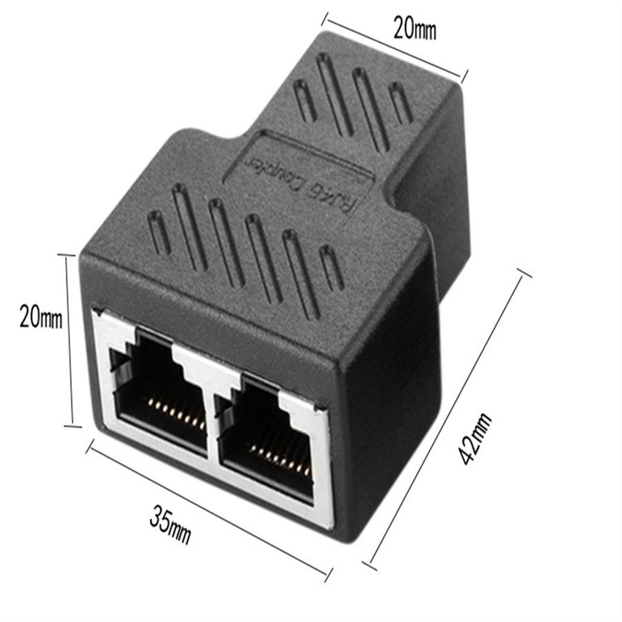 New RJ45 Splitter Adapter 1 To 2 Ways Dual Female Ports CAT5/6/7 LAN Ethernet Cable