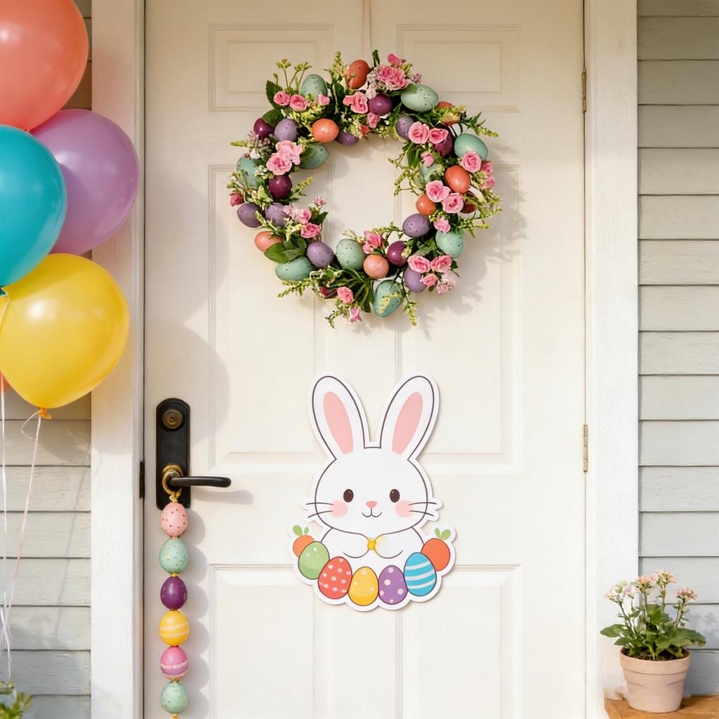 40*40cm Easter Egg Wreath, Artificial Flower Wreath, Spring Wisteria Wreath, Home Doorway Decoration