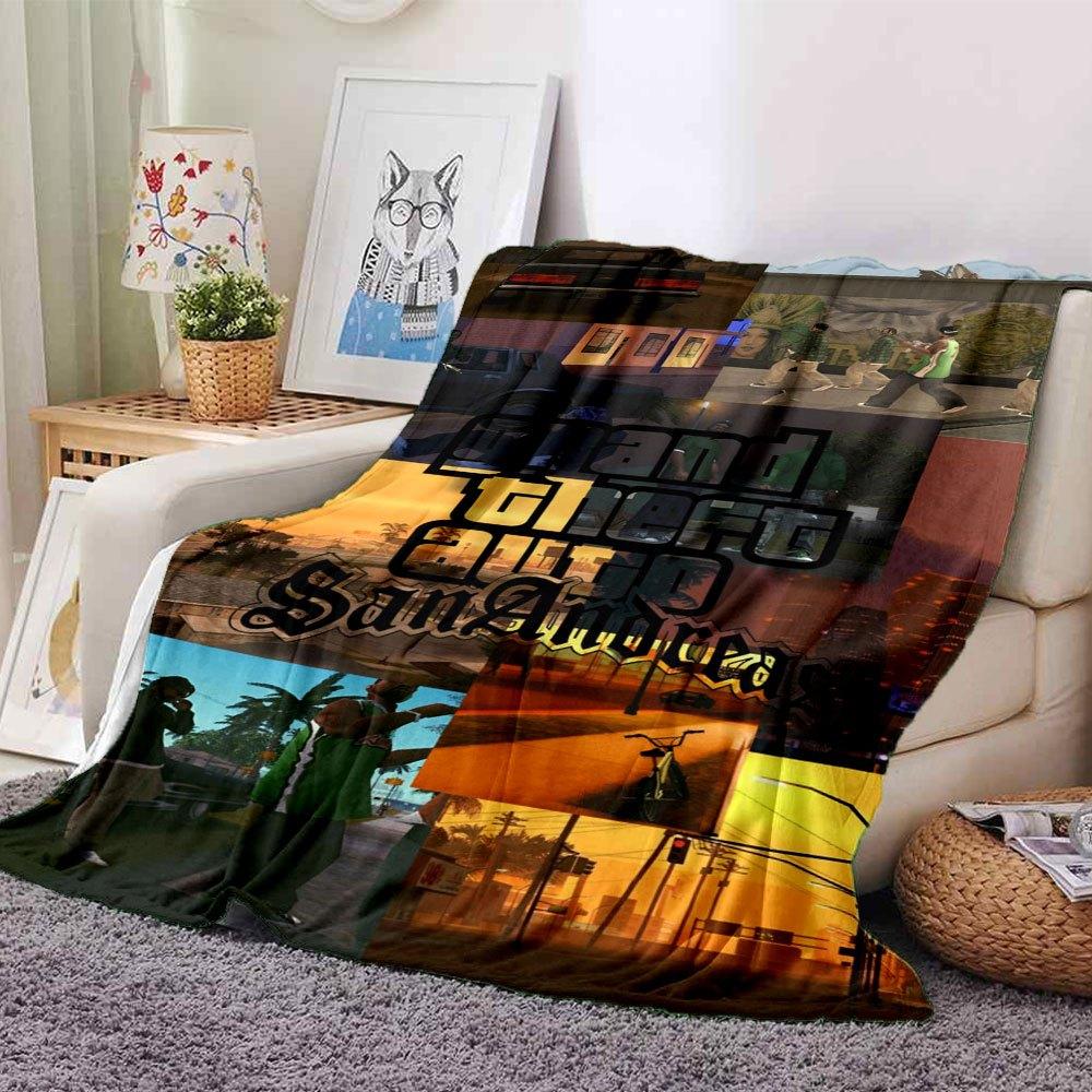 1pc Grand Theft Auto Soft Flannel Blanket with Designer Print A Cozy Blanket for All Seasons, Perfect for the Couch, Bed, Office