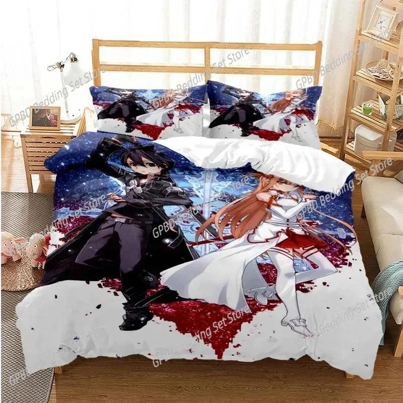 Cartoon Asuna Sword Art Online Bedding Set Single Twin Double Queen King Cal King Size Bed Linen Set