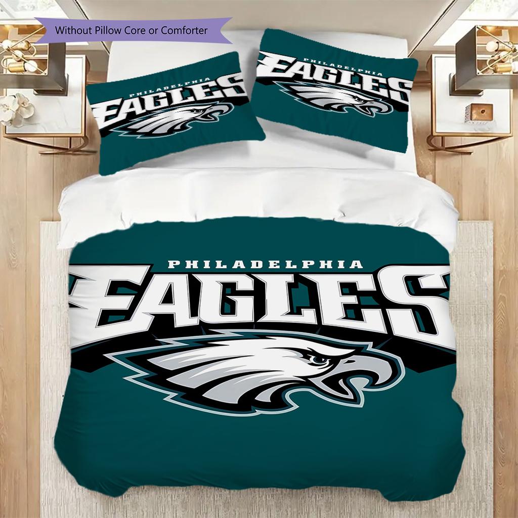 Philadelphia Eagles Pattern Bedding Quilt Set Quilt Cover Pillowcase Home Decoration Birthday Gift (1 * duvet cover + 2 * pillowcase, without core)