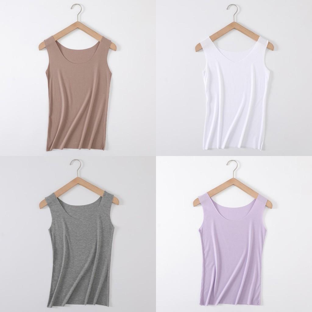 Women's Soft Seamless Ribbed Racer Back Stretch Tank Top For Yoga And Layering