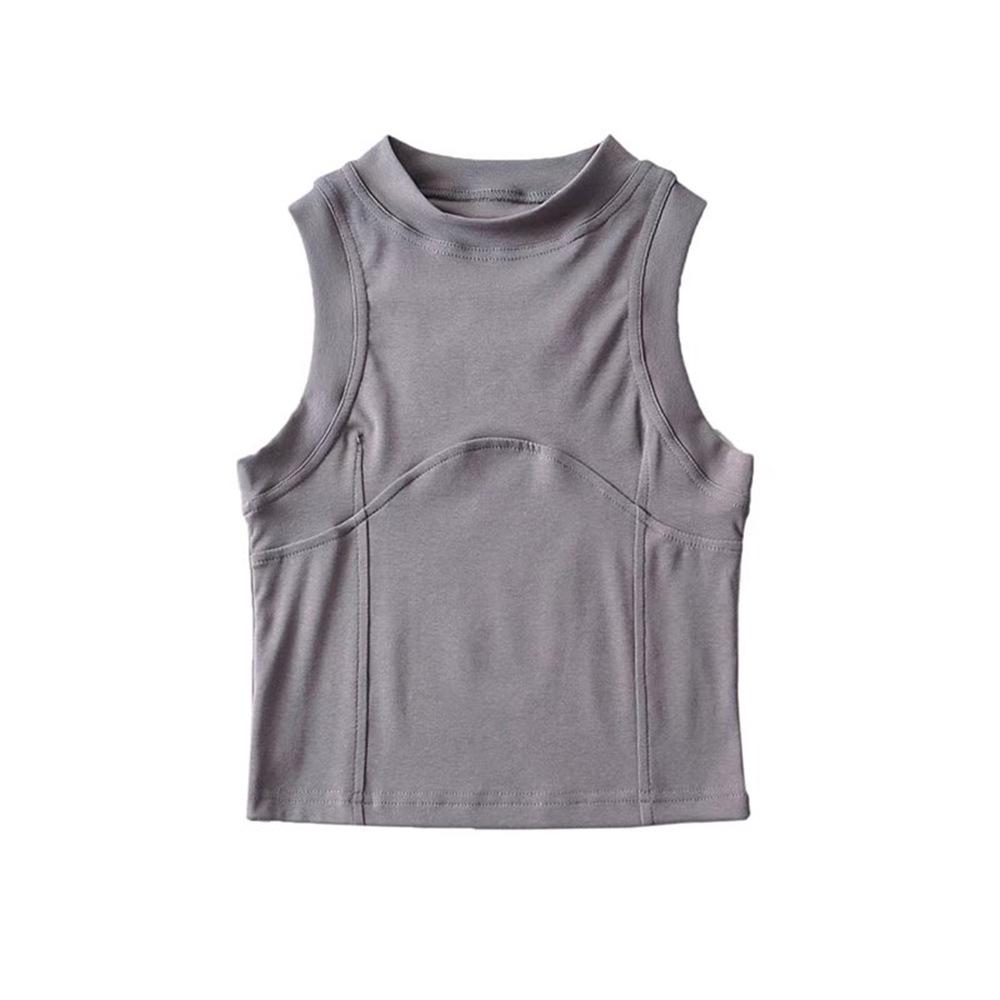 YPFF Trendy Sleeveless Women's Crop Top: Hot Girl European & American Style, Slim Fit, Solid Color, Front Spliced Design