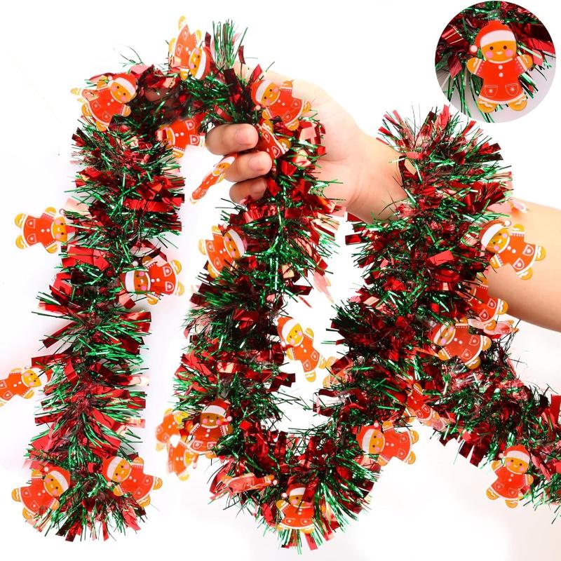 2M Christmas Tinsel Ribbons Indoor Party Decor Diy Christmas Tree Home Bar Decoration Santa Claus Ribbons Wreath Decor Ornaments