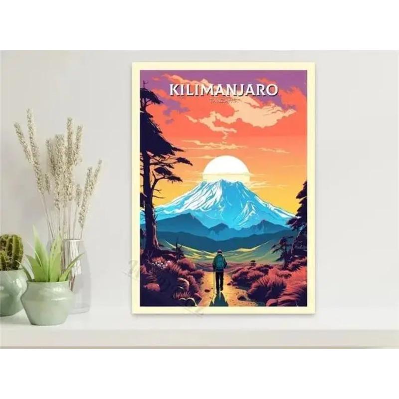 Machu Picchu Lisbon Vintage Travel Poster Canvas Print  Retro City Tourism Wall Art for Living Room Decor