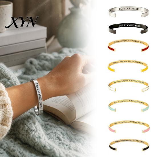 Bracciale da Donna Ispirazionale a Bracciale, Braccialetto con Mantra 'Anche Questo Passerà', Bracciale da Uomo Motivazionale con Messaggio Nascosto, Regolabile, Incoraggiamento