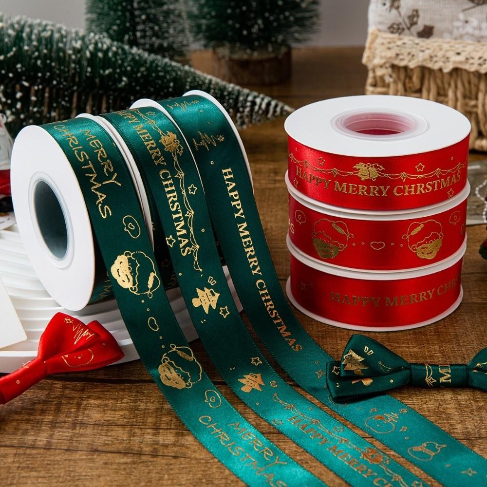 2.5CM Christmas Decor Ribbon 25Y Length Polyester Material Printed Christmas Ribbon Printed Design DIY Gift Packing