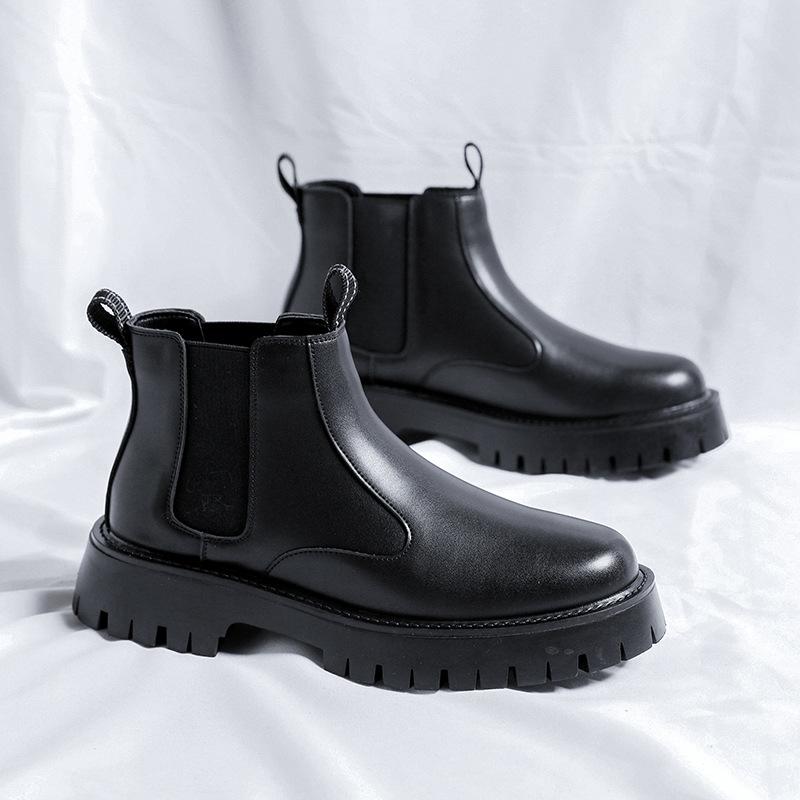 men casual chelsea boots genuine leather shoes business office dress autumn winter cowboy ankle boot trend platform botas hombre