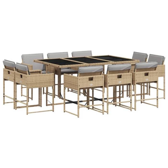 VidaXL Ensemble à manger de jardin et coussins 11 pcs mélange beige 3278159
