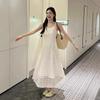 Elegant Summer Polyester Lace Midi Dress For Women With Waistcinching Design