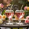 Creative Drinking Straw Glass Heart Shaped Cocktail Glass, 220ml Clear Goblet with Straw, Elegant Unique Dessert Cups for Home Cold Drink Cup, Stylish