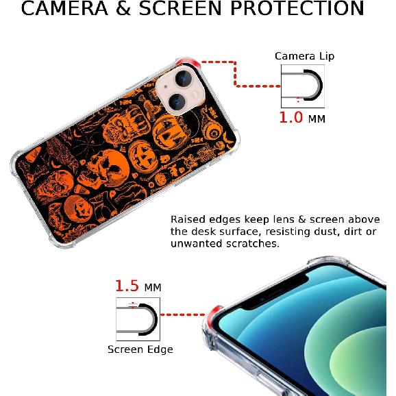 Witchy Halloween Skull Case Compatible with iPhone 13, Spooky Halloween Pumpkin Case for iPhone 13, Cool Cute TPU Bumper Phone Case Cover