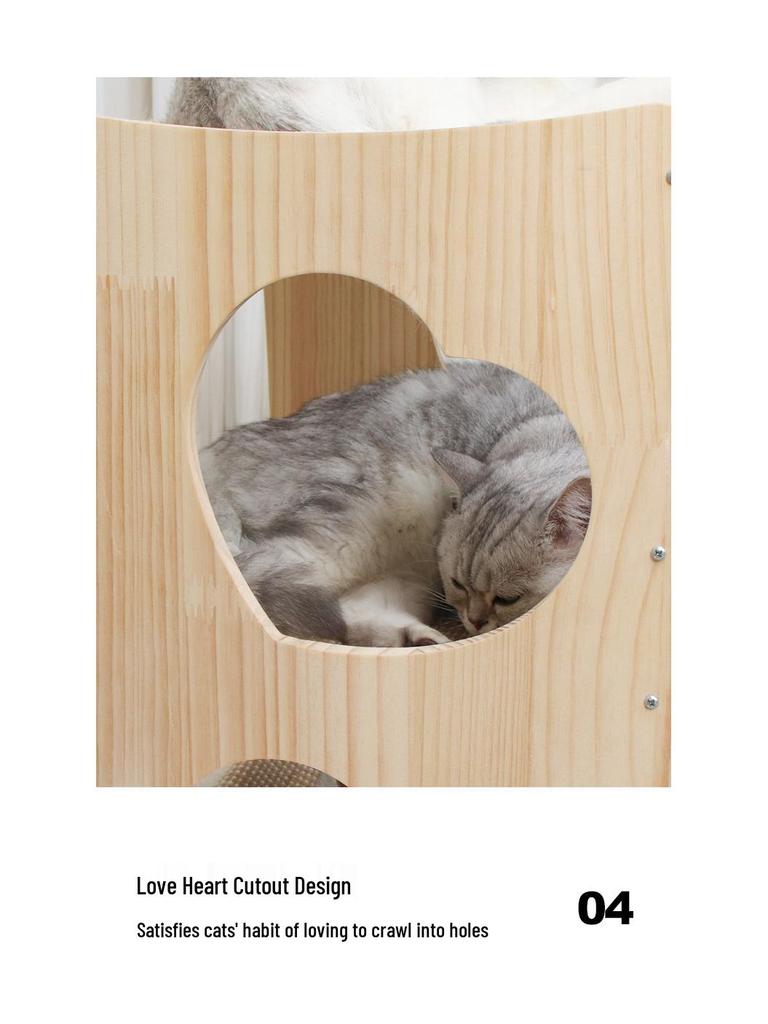 Solid Wood Multi-Layer Pet Bunk Bed: Cat Nest & Small Dog Hammock