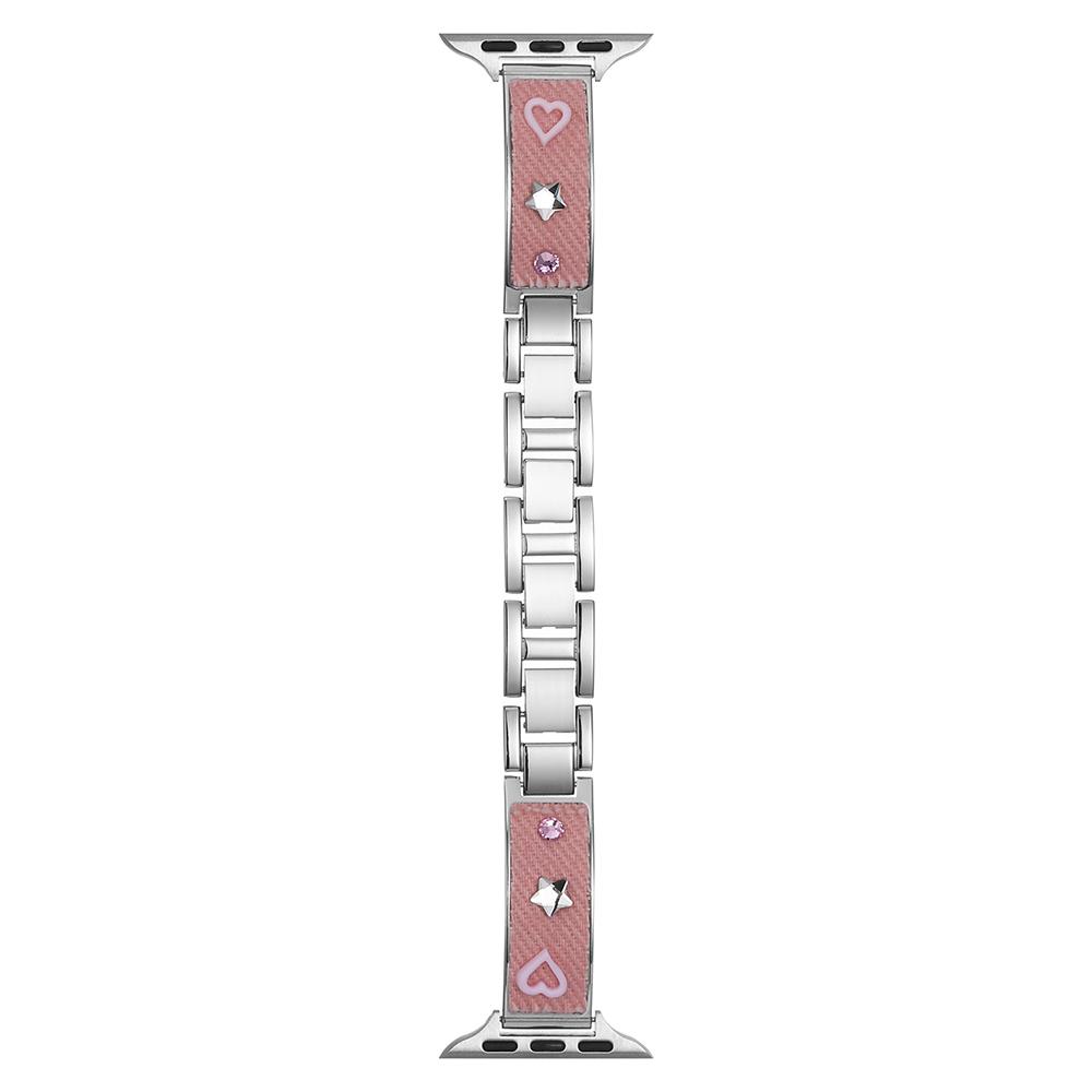Denim Metal Strap for Apple Watch Series 10 9 8 7 SE 6 5 4 3 2 1 42mm 41mm 40mm 38mm Dopamine Rhinestone Watch Band