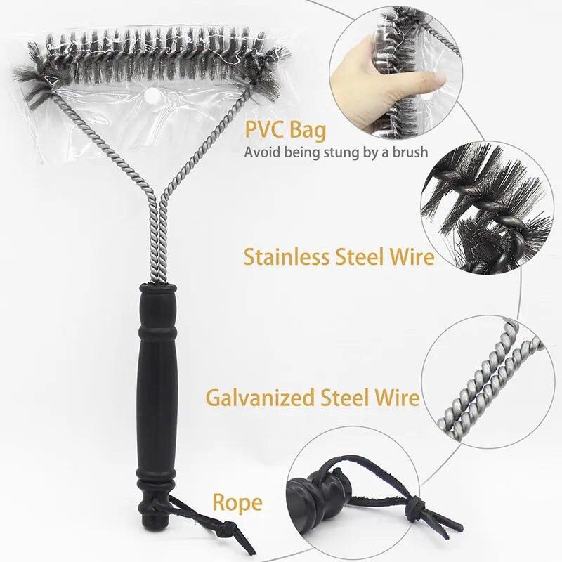 BBQ Brush Clean Tool Grill Grill Børst i rustfritt stål Non-stick Kjøkken Rengjøring Stålbørster Grilltilbehør