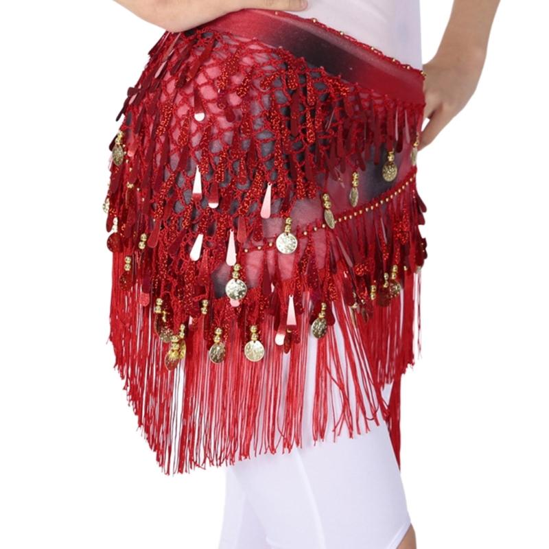 Sparkling Belly Dance Costume Waist Belt Chiffion Scarf with Blingbling Sequins Stage Dancing Shows Sequins Practicing