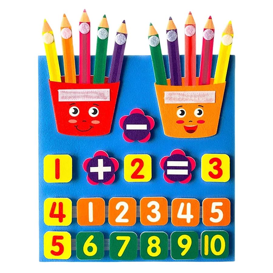 

Montessori Math Toy for Toddlers – Counting Sticks, Numbers & Symbols, Early Math Learning Board