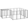 VidaXL Black Kennel 6.05 M² Steel Enclosure for Puppies Cage Dogs Outdoor 3082205