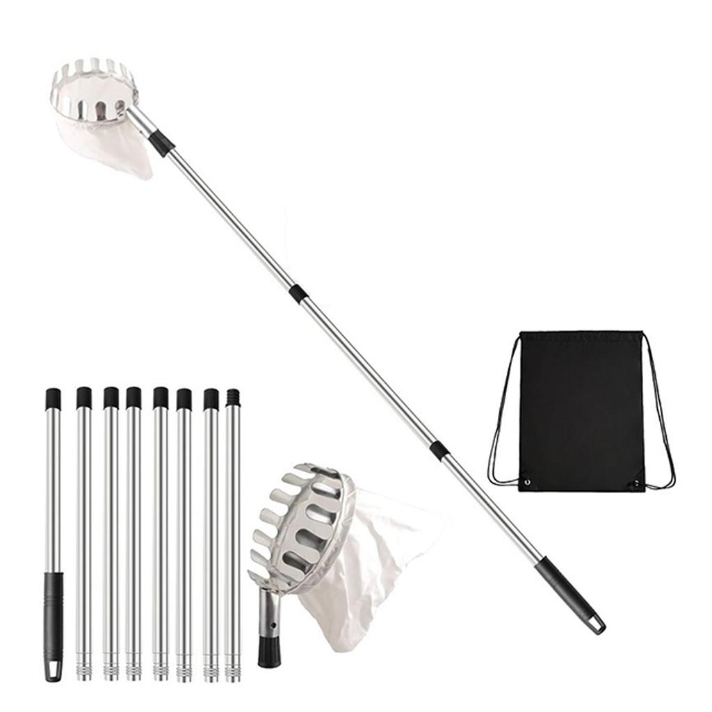 Telescopic Fruit Collection Tool Adjustable 3.3ft To 13ft Handle With Durable Stainless Steel Head For Gathering Apples Pears Oranges In Gardens