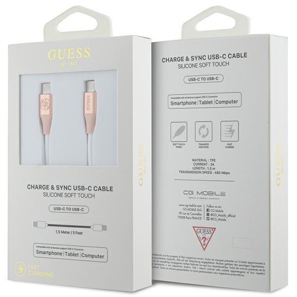 Guess Gucclalrgdp Kabel Usb-C - Usb-C1.5M Fast Charging Różowy/Pink Ebossed Logo