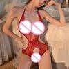 Lace See-through Women's Bodysuit Sexy Sleepwear Pure Desire No Need To Remove Set Cute Girl Role-play Polyester Fabric