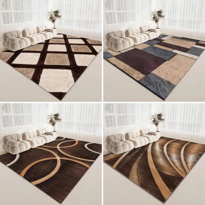 Nordischer brauner Druckteppich für Wohnzimmer Schlafzimmer Dekor Zuhause Boden Große Größe Matte Rutschfest Couchtischbereich Teppich Badezimmer Fußmatte