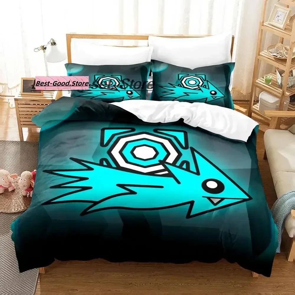 Angry Geometry Dash Beding Set Printed Bed Linen Set With Pilowcase Bed Soft Duvet Cover Soft Single Double Quen Super King-Sized Dimensionsd