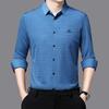 Autumn Middle-Aged Men's New Long-Sleeved Seamless Lapel Shirt Fashion Casual Shirt