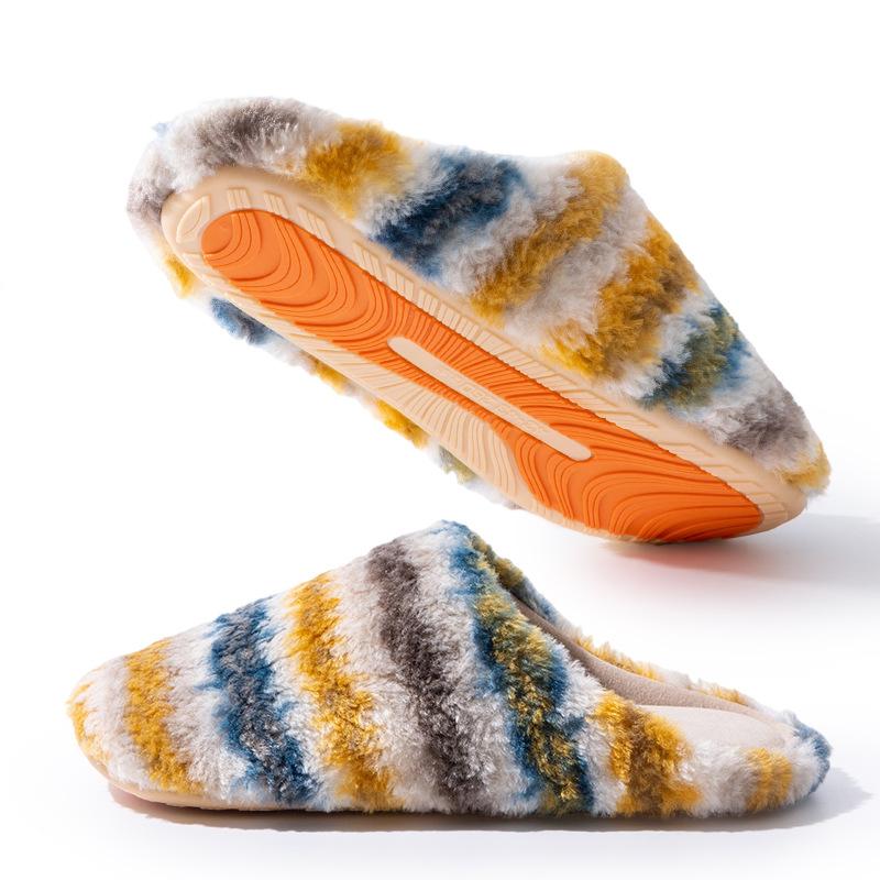 Retro plaid cotton slippers autumn and winter 2025 new indoor home home thick bottom plush warm