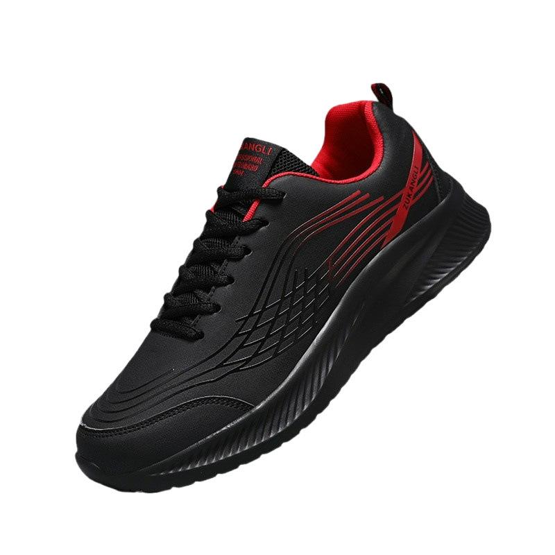 Men's shoes winter leather sneakers men's waterproof casual sneakers soft sole anti-work casual running shoes spring single shoes