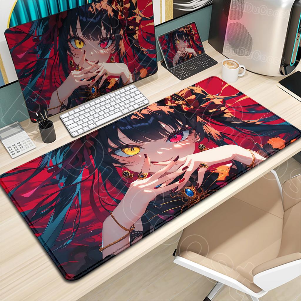 HD Cute Girl Large Mousepad Anime Date A Live Mouse Pad Laptop Gaming Accessories Keyboard Desktop Tokisaki Kurumi Toka Yatogami