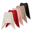 European and American Style Women's Clothing, Holiday Style Versatile Loose Fringed Solid Color Knitted Pullover Shawl Top