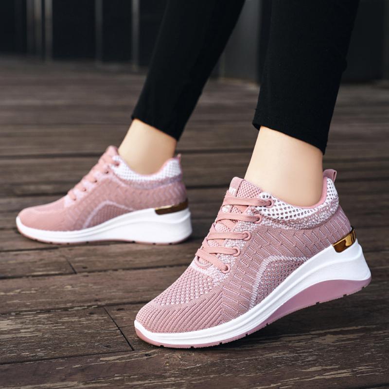 European and American Design Style Single Shoe 2024 New High Rise Thick Sole Breathable Casual Sports Vulcanized Women's Shoes