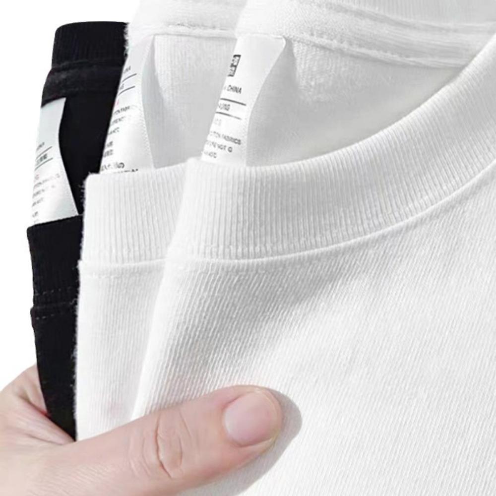 230G Cotton Round Neck T-shirt Men's Thick and Opaque Pure White Short Sleeve Basic Style