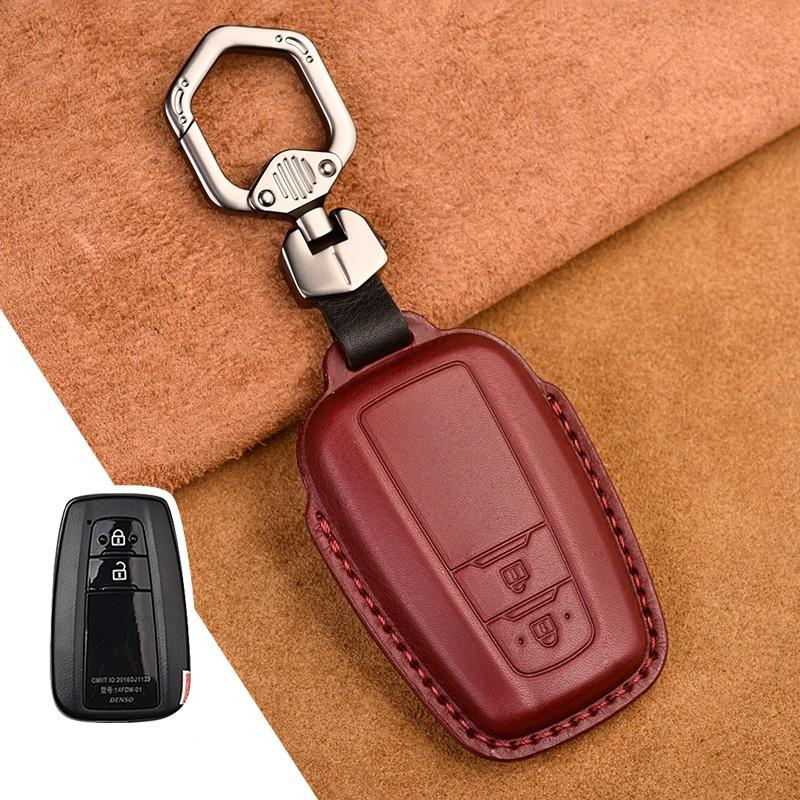 Echtes Leder Auto Fernbedienung Schlüsselanhänger Hülle Für Toyota Camry Prius Corolla C-HR CHR RAV4 Avalon Land Cruiser Prado