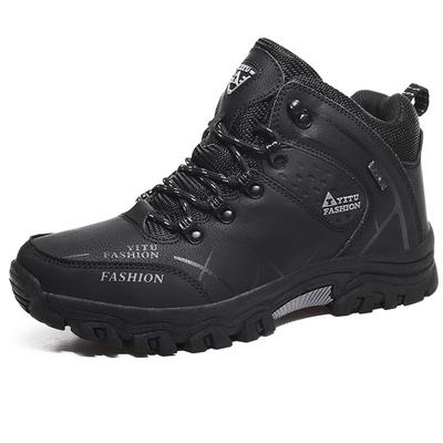 Botas de caminhada masculinas de inverno botas de neve quentes à prova d'água tênis de couro masculino sapatos esportivos ao ar livre plus size 39-47