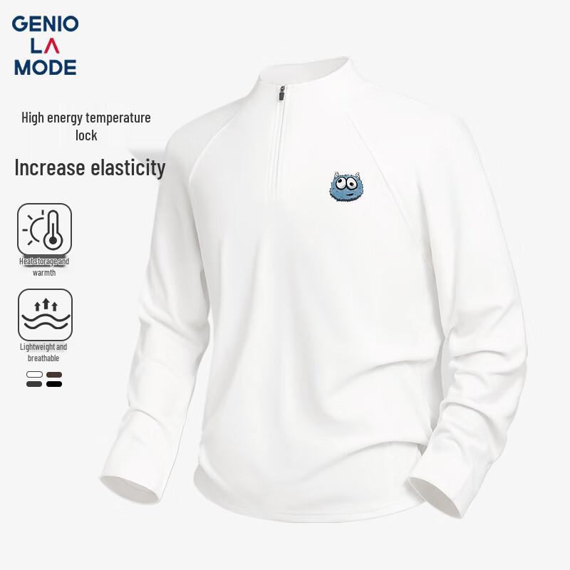 GENIOLAMODE Men s Fleece-Lined Half-Zip Thermal Base Layer T-Shirt M