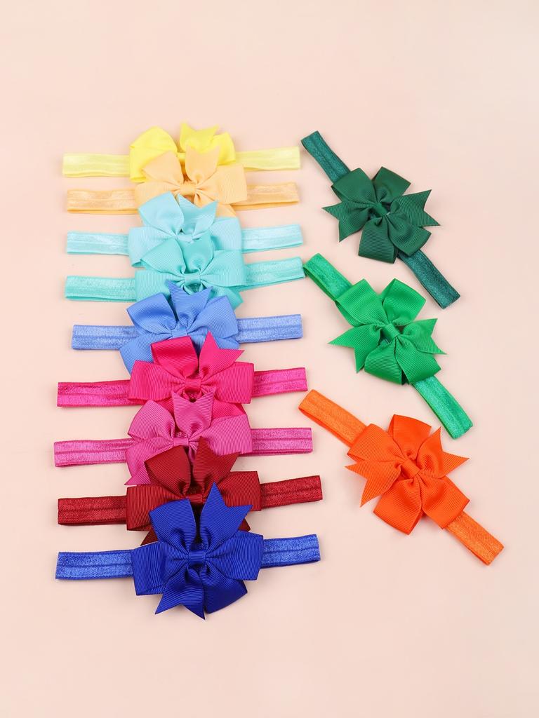 12pcs/set Colorful Ribbon Bows Headbands for Baby Girls Neborn Stretch Wide Elastic Hair Bands Pinwheel Headwras Kids Headwear