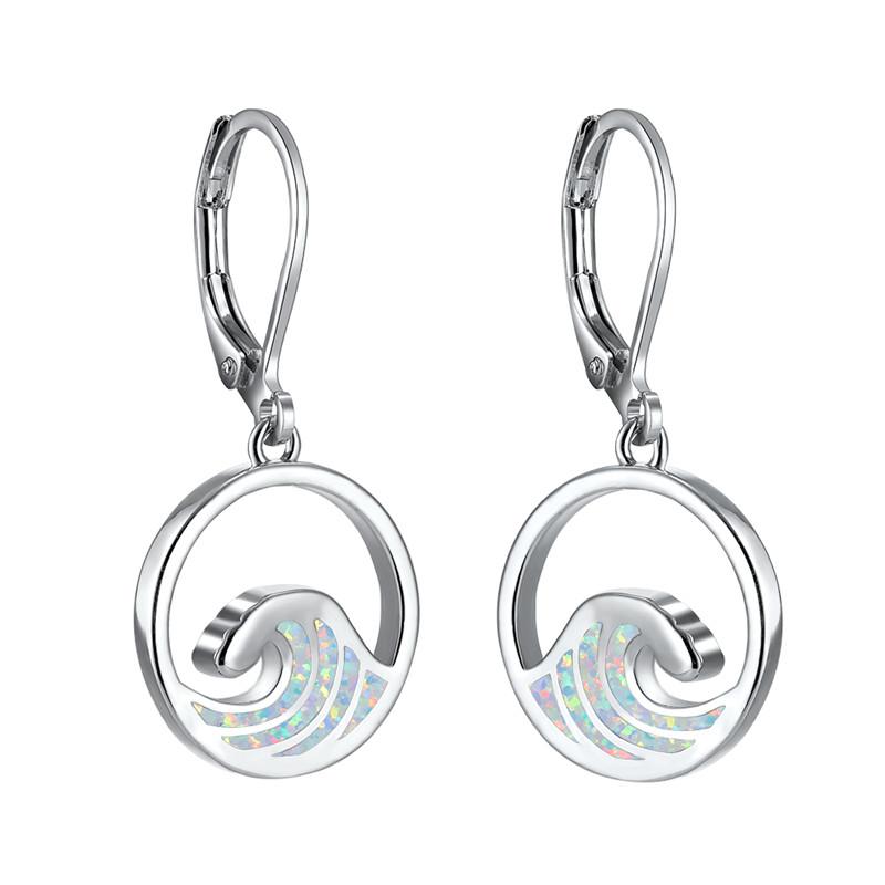 Classic Round Circle Hoop Earrings for Women Rose Gold Color Birthstone Imitation Opal Earrings Engagement Wedding Gift