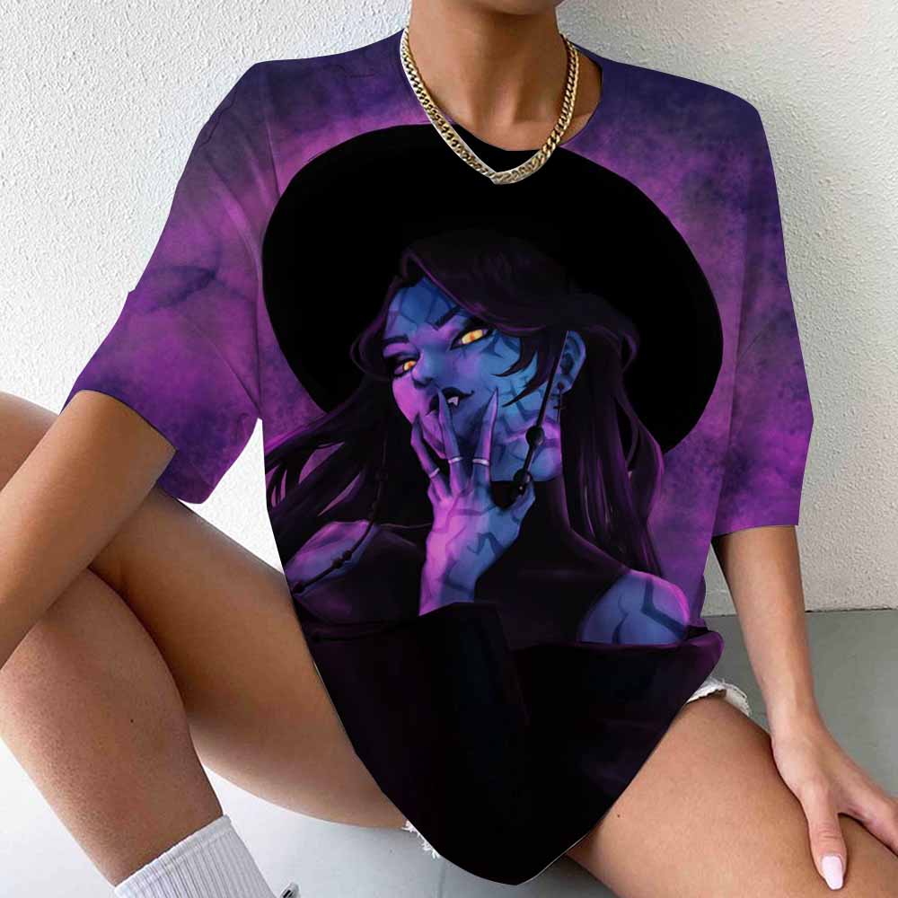 Tricou Y2k anii '90 grup Kpop vânătoare de vrăjitoare pentru femei cu mânecă scurtă, tricou cu model pentru femei, tricou cu gât rotund, îmbrăcăminte la modă